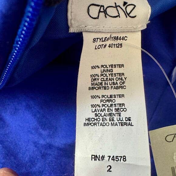 Cache Royal Blue Satin Strapless Empire Waist Formal Mini Dress Sz 2 Cocktail - Picture 10 of 10